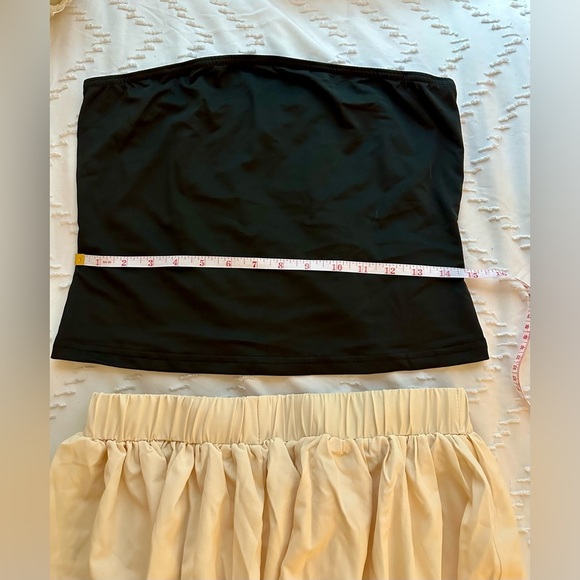 Tween Girl High Elasticity Casual Yoga Sports Skirt And Tube Top - Picture 3 of 5